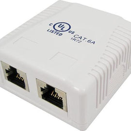 Surface Mount Box with 2 Cat6A Jack - Shielded - LowVoltageCables