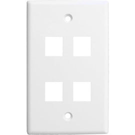 4 Port Wall Plate - White - LowVoltageCables