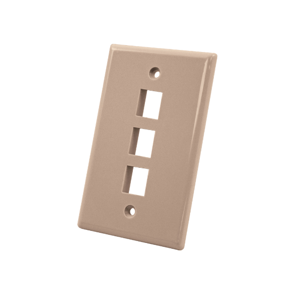 3 Port Wall Plate - Almond - LowVoltageCables