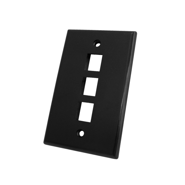 3 Port Wall Plate - Black - LowVoltageCables