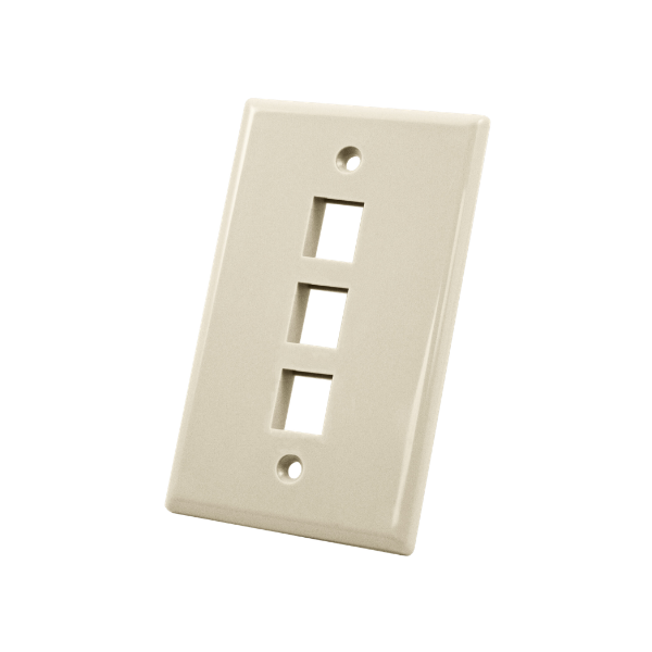 3 Port Wall Plate - Ivory - LowVoltageCables
