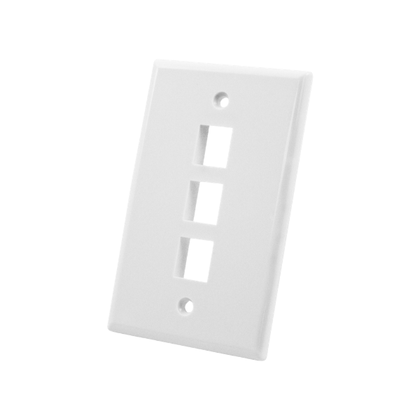 3 Port Wall Plate - White - LowVoltageCables