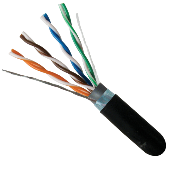 CAT5E Shielded Direct Burial Bulk Cable - 1000ft Pull Box - Black - LowVoltageCables