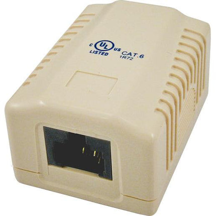 Surface Mount Box with 1 Cat5e Jack - Ivory - LowVoltageCables
