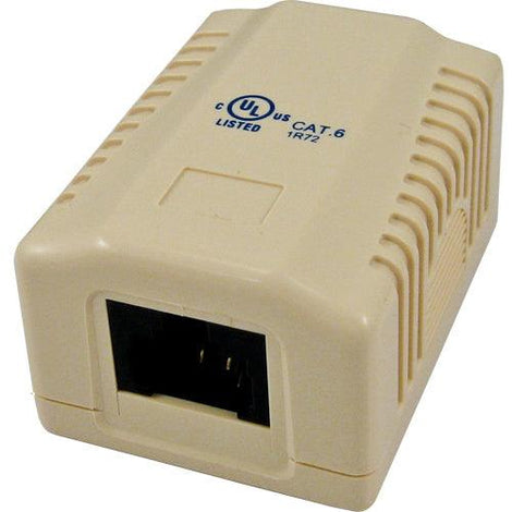 Surface Mount Box with 1 Cat6 Jack - Ivory - LowVoltageCables