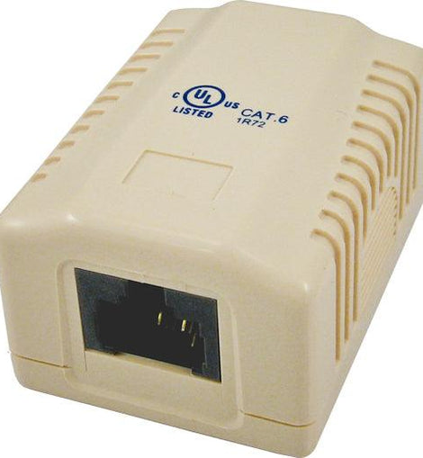 Surface Mount Box with 1 Cat5e Jack - Ivory - LowVoltageCables