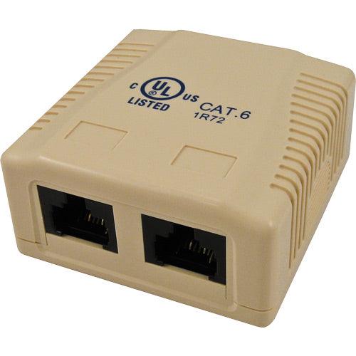 Surface Mount Box with 2 Cat6 Jacks - Ivory - LowVoltageCables