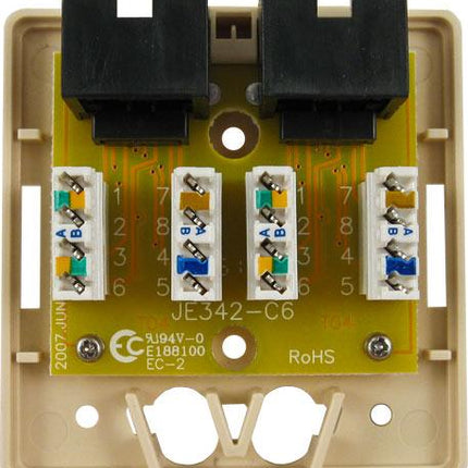 Surface Mount Box with 2 Cat5e Jacks - Ivory - LowVoltageCables