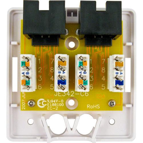 Surface Mount Box with 2 Cat5e Jacks - White - LowVoltageCables