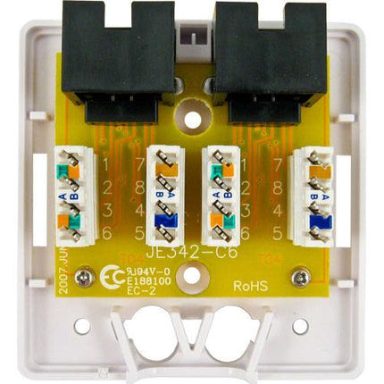 Surface Mount Box with 2 Cat6 Jacks - White - LowVoltageCables