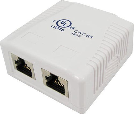 Surface Mount Box with 2 Cat6A Jack - Shielded - LowVoltageCables