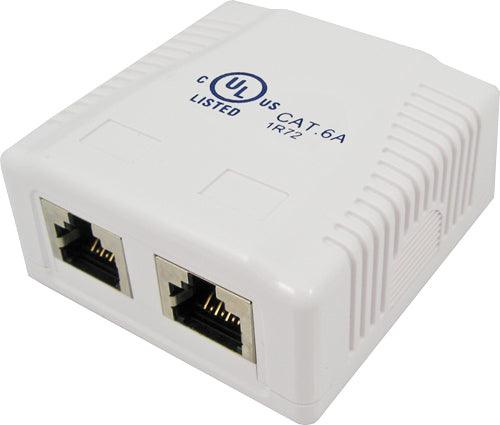 Surface Mount Box with 2 Cat6A Jack - Shielded - LowVoltageCables