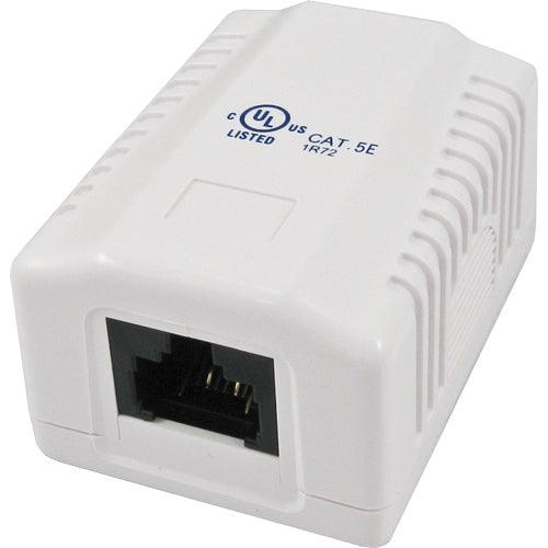 Surface Mount Box with 1 Cat5e Jack - White - LowVoltageCables