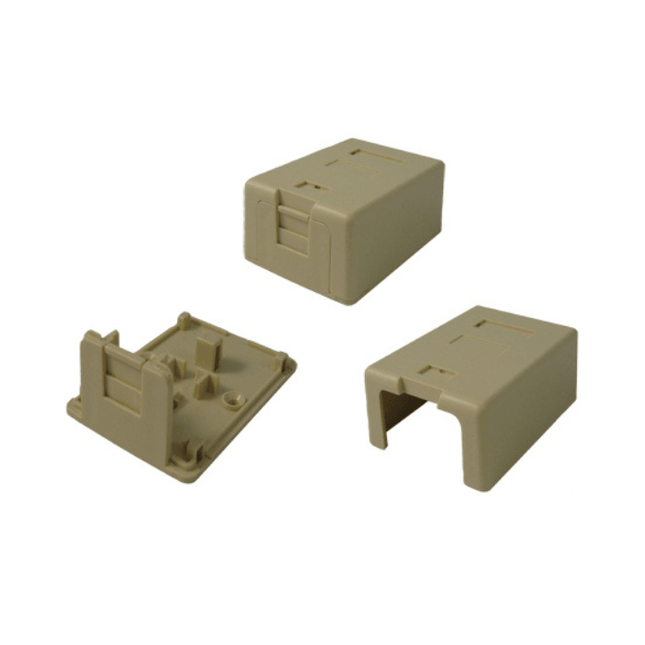 Blank Surface Mount Box with Dust Cover, 1-Port - Ivory - LowVoltageCables