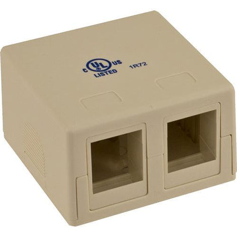 Blank Surface Mount Box, 2-Port - Ivory - LowVoltageCables