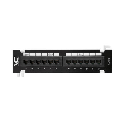 Cat6 12 Port Mini Patch Panel with Bracket - LowVoltageCables