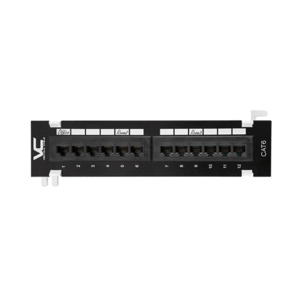 Cat6 12 Port Mini Patch Panel with Bracket - LowVoltageCables