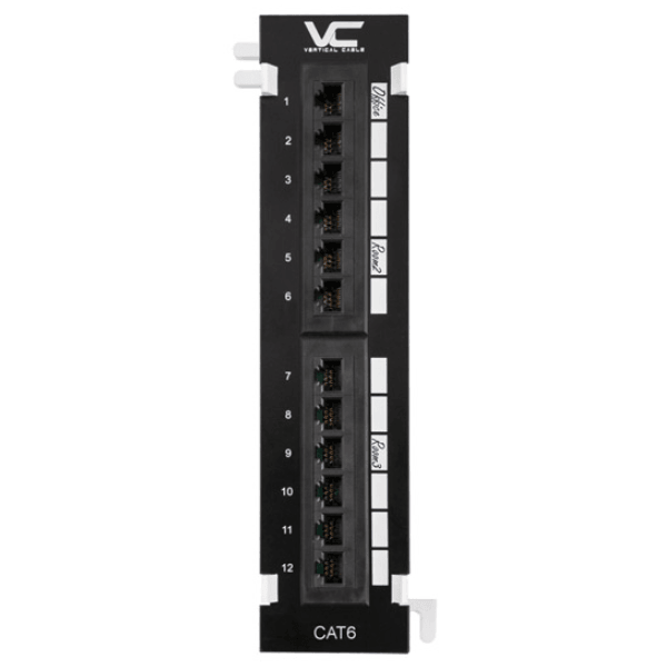 Cat6 12 Port Mini Patch Panel with Bracket - LowVoltageCables