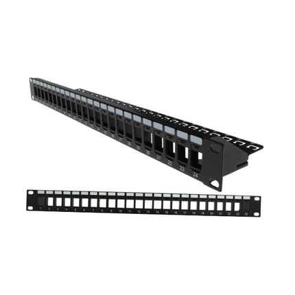 24 Port Blank Patch Panel with Support Bar- 1U - LowVoltageCables