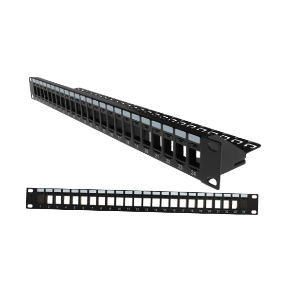 24 Port Blank Patch Panel with Support Bar- 1U - LowVoltageCables