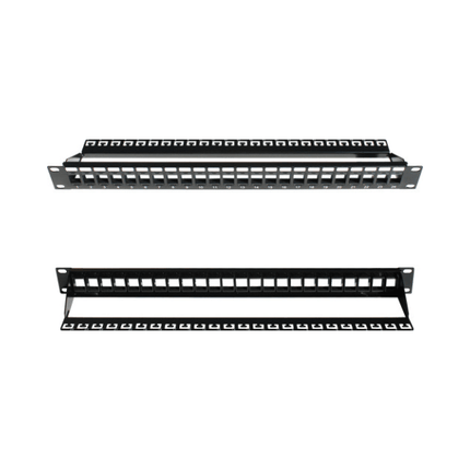 24 Port Blank Patch Panel with Support Bar- 1U - LowVoltageCables