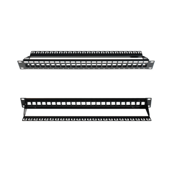 24 Port Blank Patch Panel with Support Bar- 1U - LowVoltageCables