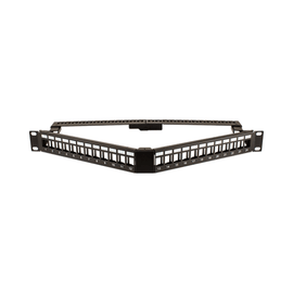 24 Port Blank Patch Panel with Support Bar - Angle - LowVoltageCables