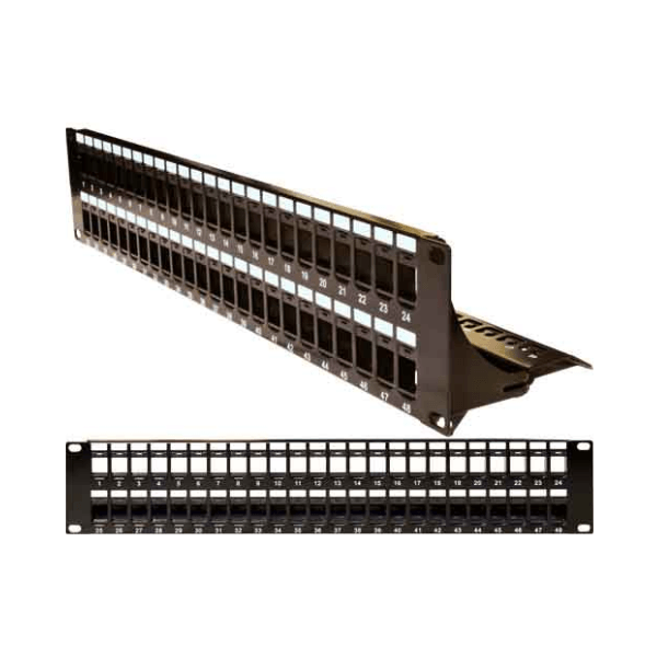 48 Port Blank Patch Panel with Support Bar- 2U - LowVoltageCables