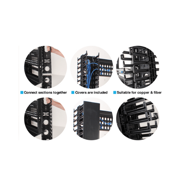 45U Vertical Wire Manager - Finger Type - Single Sided - LowVoltageCables