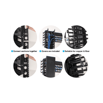 45U Vertical Wire Manager - Finger Type - Double Sided - LowVoltageCables