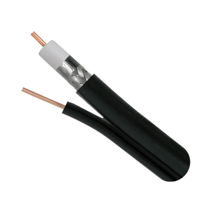 RG6 Standard Shield with Messenger - 1000ft Black - LowVoltageCables