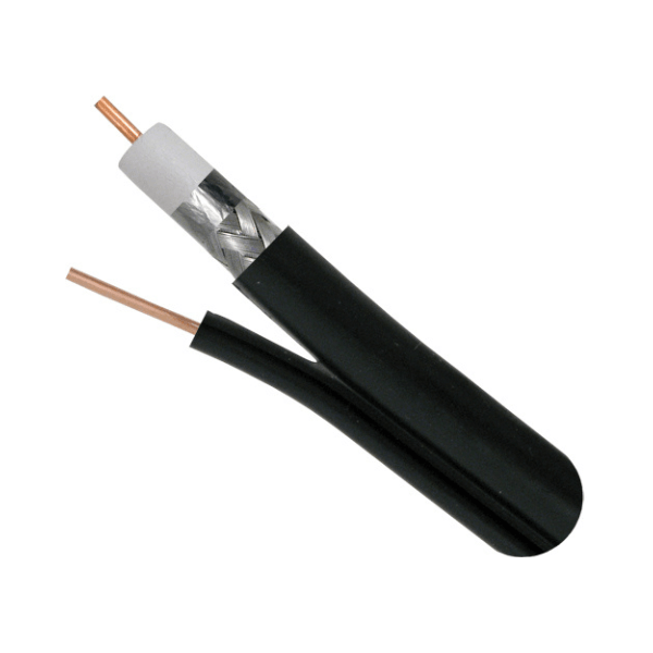 RG6 Standard Shield with Messenger - 1000ft Black - LowVoltageCables