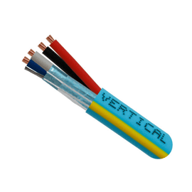 Plenum Control Cable - 22/2(Shielded) + 18/2 Power - Teal with Yellow Stripe - 1000ft - LowVoltageCables