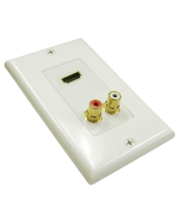 1 HDMI and 2 RCA Wall Plate - White - LowVoltageCables