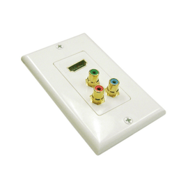 1 HDMI and 3 RCA Wall Plate - White - LowVoltageCables