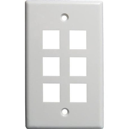 6 Port Wall Plate - White - LowVoltageCables