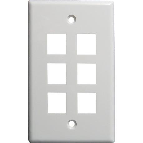 6 Port Wall Plate - White - LowVoltageCables