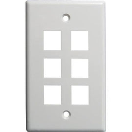 6 Port Wall Plate - White - LowVoltageCables