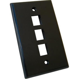 3 Port Wall Plate - Black - LowVoltageCables