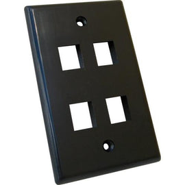 4 Port Wall Plate - Black - LowVoltageCables
