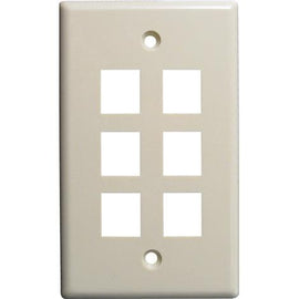 6 Port Wall Plate - Almond - LowVoltageCables