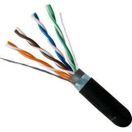CAT5E Shielded Direct Burial Bulk Cable - 2000ft Wooden Spool - Black - LowVoltageCables