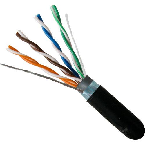 CAT5E Shielded Outdoor Cell Tower/Wireless Tower Cable - 1000ft Wooden Spool - Black - LowVoltageCables