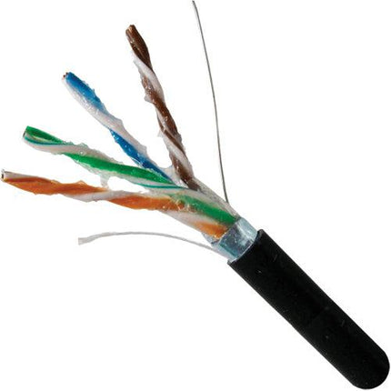 CAT5E Shielded Direct Burial Bulk Cable with Gel - 1000ft Wooden Spool - Black - LowVoltageCables