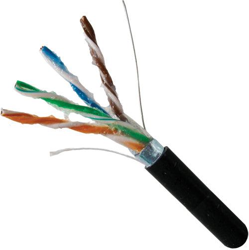 CAT5E Shielded Direct Burial Bulk Cable with Gel - 1000ft Wooden Spool - Black - LowVoltageCables