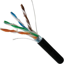 CAT5E Shielded Direct Burial Bulk Cable with Gel - 1000ft Wooden Spool - Black - LowVoltageCables