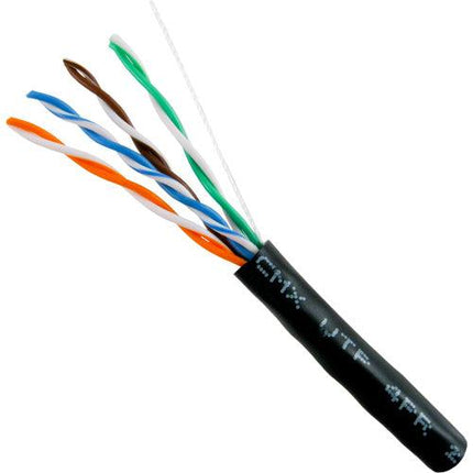 CAT5E Outdoor UV Rated Bulk Cable - 2000ft Wooden Spool - Black - LowVoltageCables