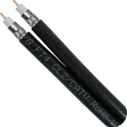 2 RG6 Standard Shield Coaxial Cables, 500ft -  Black - LowVoltageCables