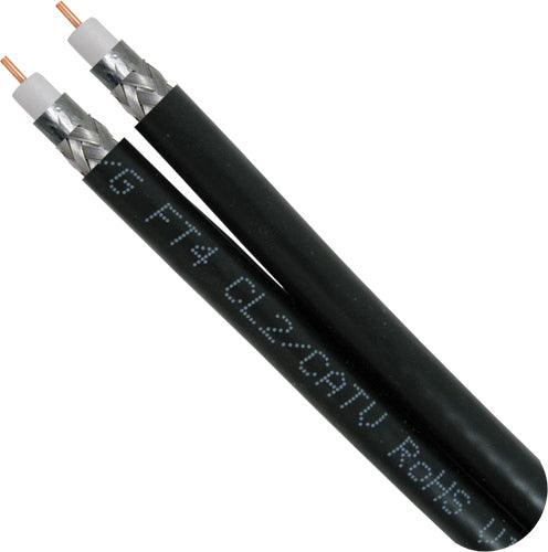 2 RG6 Standard Shield Coaxial Cables, 500ft -  Black - LowVoltageCables